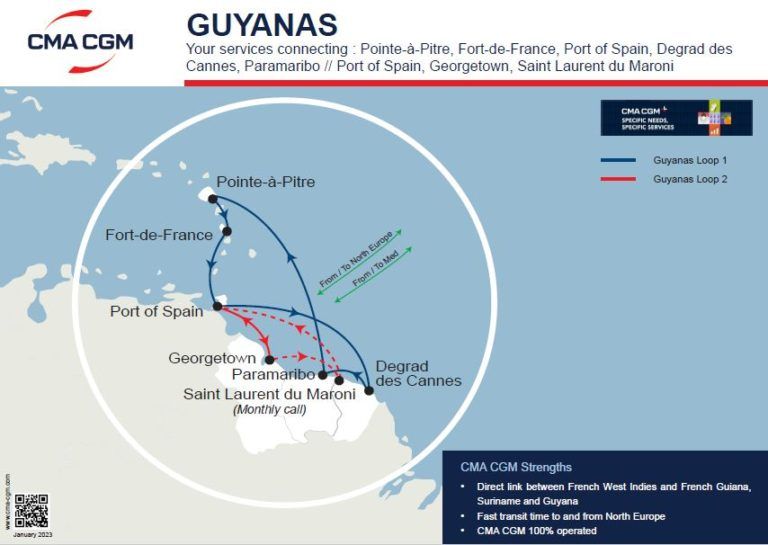 CMA CGM adds call at French Guiana port on its GUYANAS services