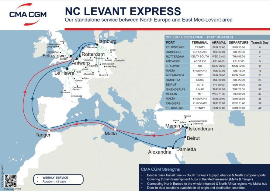 CMA CGM unveils new setup of NC Levant service