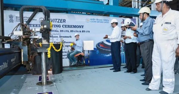 Cochin Shipyard electric tugs advance with three-vessel steel cutting